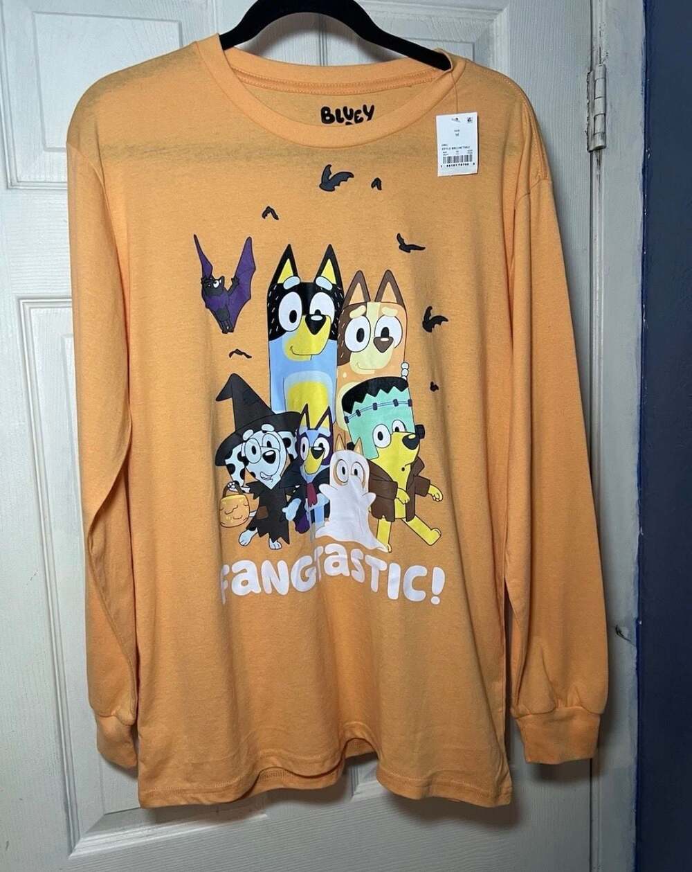 Bluey Fangtastic Halloween Graphic Long Sleeve T-Shirt Orange